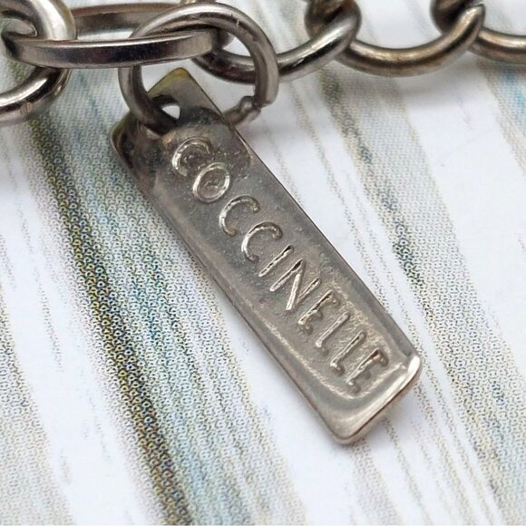 Coccinelle Silver Tone & Green Plastic Modern Art to Wear Bracelet 8" - Picture 9 of 11